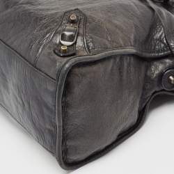 Pre Owned Balenciaga Black Lambskin Leather Giant 12 Gold Motorcycle City Bag