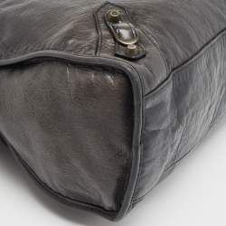 Pre Owned Balenciaga Black Lambskin Leather Giant 12 Gold Motorcycle City Bag