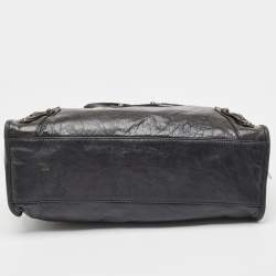 Pre Owned Balenciaga Black Lambskin Leather Giant 12 Gold Motorcycle City Bag