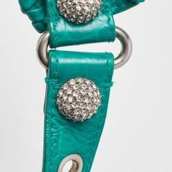 Pre Owned Balenciaga Green Croc Embossed Leather XS Le Cagole Shoulder Bag