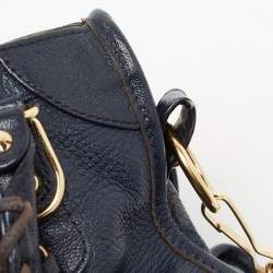Pre Owned Balenciaga Dark Blue Leather Mini Classic City Tote