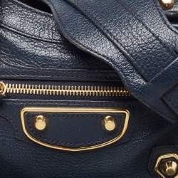 Pre Owned Balenciaga Dark Blue Leather Mini Classic City Tote