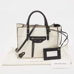 مملوكة مسبقًا Balenciaga White Leather Mini Papier A4 Tote Bag