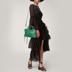 Pre Owned Balenciaga Green Leather Mini Classic City Bag