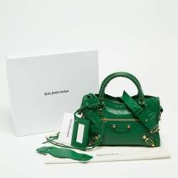 Pre Owned Balenciaga Green Leather Mini Classic City Bag
