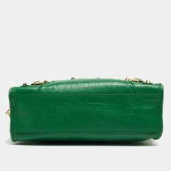 Pre Owned Balenciaga Green Leather Mini Classic City Bag