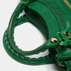 Pre Owned Balenciaga Green Leather Mini Classic City Bag
