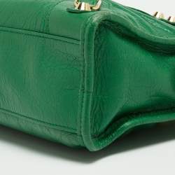 Pre Owned Balenciaga Green Leather Mini Classic City Bag
