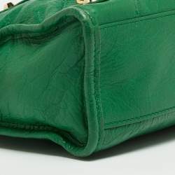 Pre Owned Balenciaga Green Leather Mini Classic City Bag