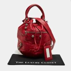 Balenciaga Red Leather Mini RGH PomPon Bag