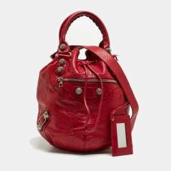Balenciaga Red Leather Mini RGH PomPon Bag
