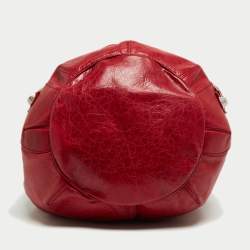 Balenciaga Red Leather Mini RGH PomPon Bag