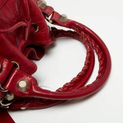 Balenciaga Red Leather Mini RGH PomPon Bag