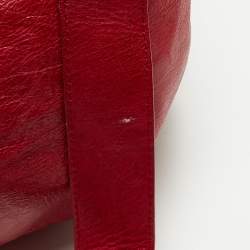 Balenciaga Red Leather Mini RGH PomPon Bag