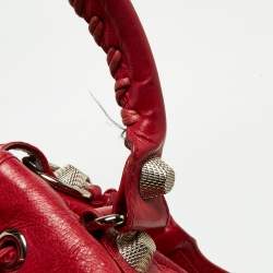 Balenciaga Red Leather Mini RGH PomPon Bag