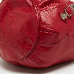 Balenciaga Red Leather Mini RGH PomPon Bag