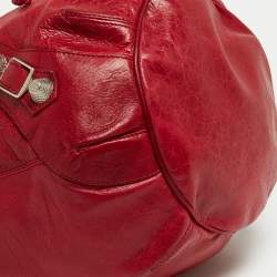Balenciaga Red Leather Mini RGH PomPon Bag