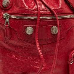 Balenciaga Red Leather Mini RGH PomPon Bag