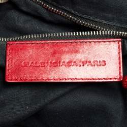Balenciaga Red Leather Mini RGH PomPon Bag