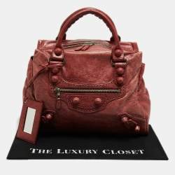 Pre Owned Balenciaga Rose-Bruyere Leather GSH Midday Bag