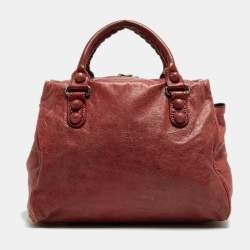 Pre Owned Balenciaga Rose-Bruyere Leather GSH Midday Bag
