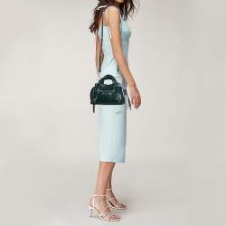 Pre Owned Balenciaga Green Croc Embossed Leather Mini Neo Classic City Tote