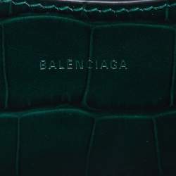 Pre Owned Balenciaga Green Croc Embossed Leather Mini Neo Classic City Tote