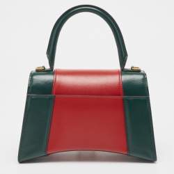 Balenciaga Green/Red Leather Small Hourglass Top Handle Bag
