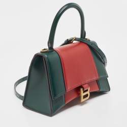 Balenciaga Green/Red Leather Small Hourglass Top Handle Bag
