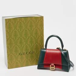 Balenciaga Green/Red Leather Small Hourglass Top Handle Bag