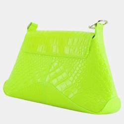 Balenciaga Neon Yellow Croc Embossed Calf Leather XX Shoulder Bag