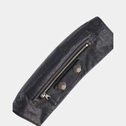 Pre Owned Balenciaga Black Leather City Pouch Bag with Silver Hardware