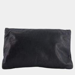 Pre Owned Balenciaga Black Leather City Pouch Bag with Silver Hardware