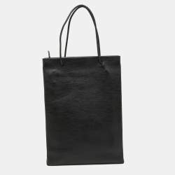مملوكة مسبقًا Balenciaga Black Leather Logo Print North South Shopper Tote