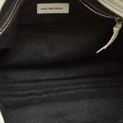 Pre Owned Balenciaga White/Black Graffiti Leather Small Classic City Bag