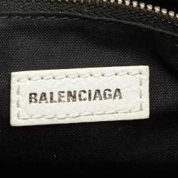 Pre Owned Balenciaga White/Black Graffiti Leather Small Classic City Bag