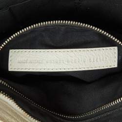 Pre Owned Balenciaga White/Black Graffiti Leather Small Classic City Bag