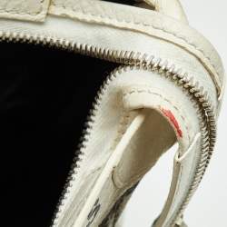 Pre Owned Balenciaga White/Black Graffiti Leather Small Classic City Bag