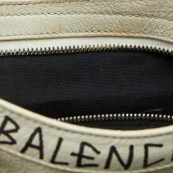 Pre Owned Balenciaga White/Black Graffiti Leather Small Classic City Bag