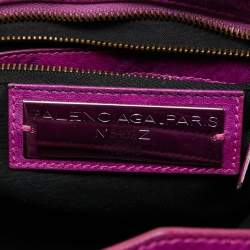 Pre Owned Balenciaga Purple Leather Motorcycle City Bag