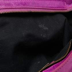 Pre Owned Balenciaga Purple Leather Motorcycle City Bag