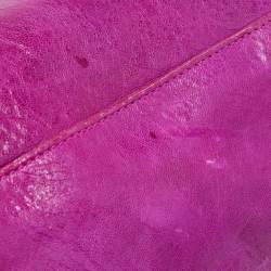 Pre Owned Balenciaga Purple Leather Motorcycle City Bag
