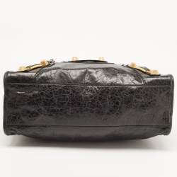 Pre Owned Balenciaga Black Leather GSH City Tote