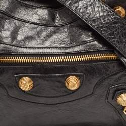 Pre Owned Balenciaga Black Leather GSH City Tote