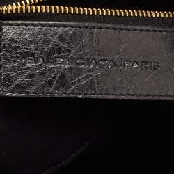 Pre Owned Balenciaga Black Leather GSH City Tote