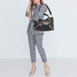 Pre Owned Balenciaga Black Leather GSH City Tote