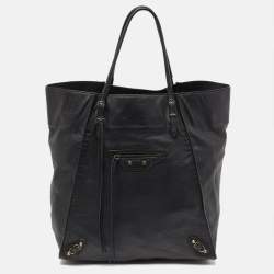 Pre Owned Balanciaga Black Leather Papier A5 Tote