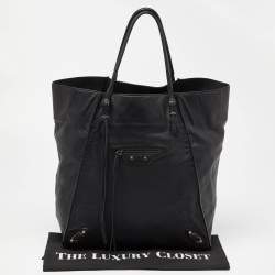 Pre Owned Balanciaga Black Leather Papier A5 Tote