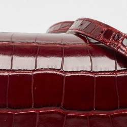Balenciaga Burgundy Croc Embossed Leather Small Hourglass Top Handle Bag