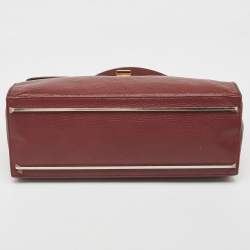 Pre Owned Balenciaga Burgundy Leather and Ostrich Le Dix Cartable Top Handle Bag